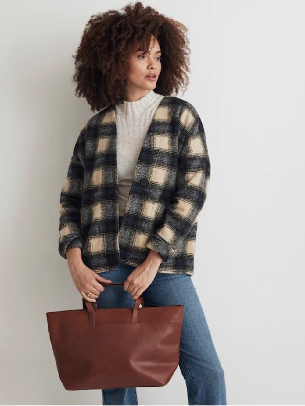 NWT Madewell The Zip-Top Essential Tote Leather Warm Cinnamon - Picture 5 of 14